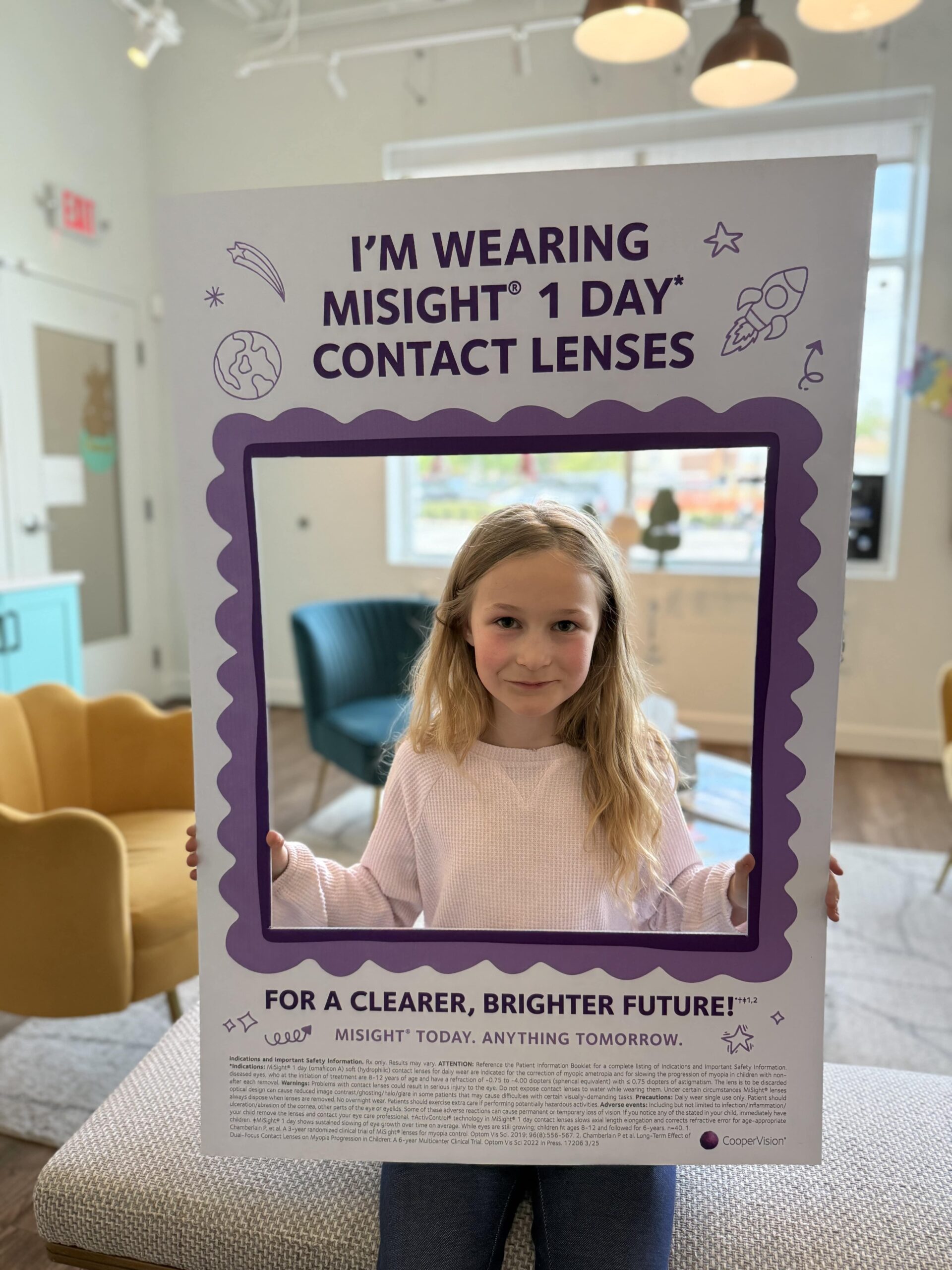 Child seen in a Family Eye Care in Chesapeake, VA wearing MiSight contact lenses for myopia correction options