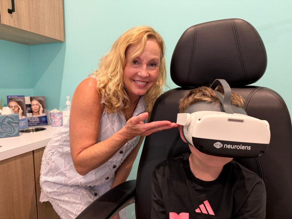 A patient seen in Navigation Eye Care using Neurolens measurement device.