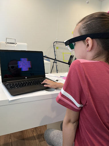 Child seen in Navigation Eye Care for a test for digital eye strain in children