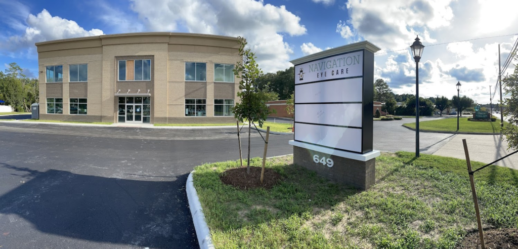 Navigation Eye Care office exterior and signage at 614 Battlefield Blvd S Chesapeake VA optometry practice